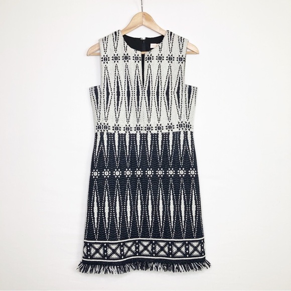 Tory Burch, black/ivory tweed Savora fringed dress - Picture 9 of 13